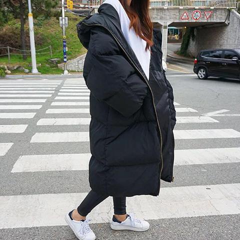 Autumn winter jacket women hoodies warm thick long down cotton coat women loose oversized hooded women winter coat outerwear