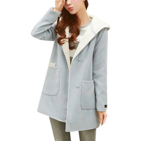 Women casual medium and long hooded jacket winter wool thick coat winter coat women