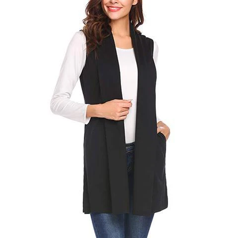 Women Casual Sleeveless Cape Shawl Frilled Drape Open Front Cardigan Vest Coat and Jacket Women Winter Vest Femme